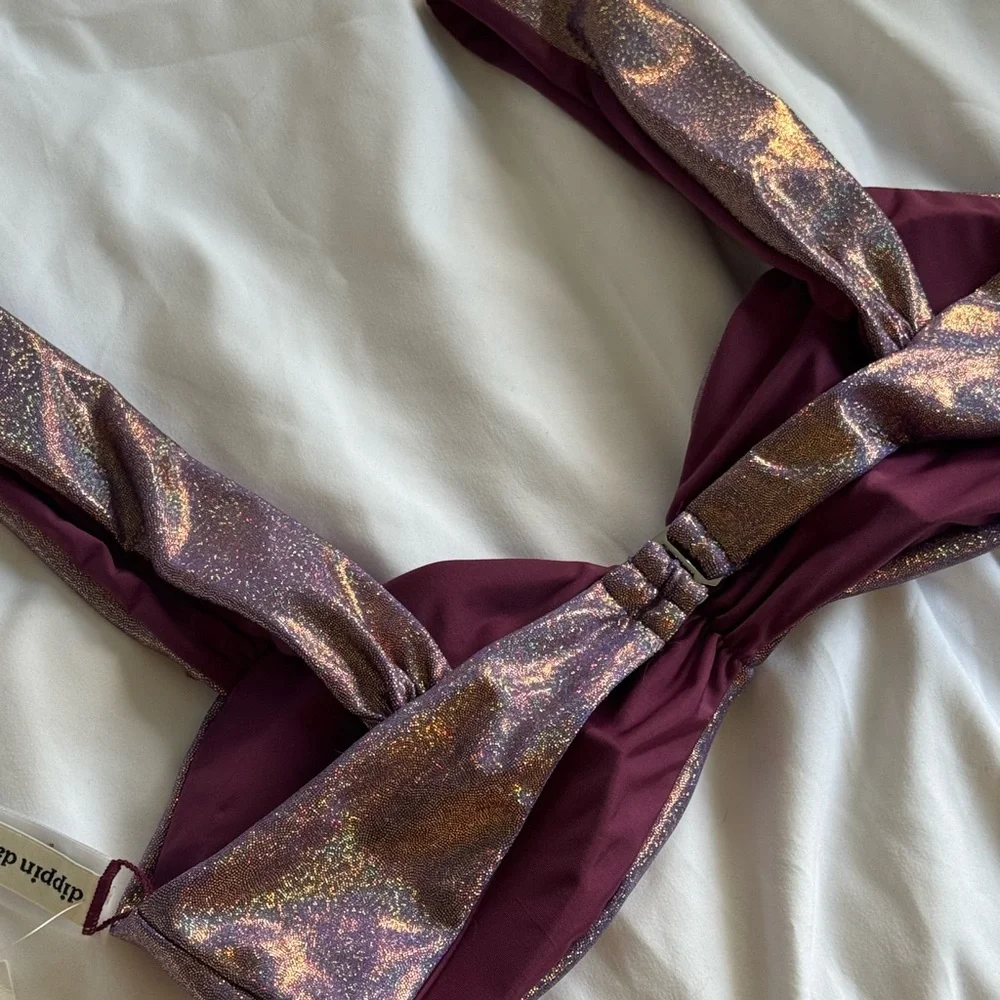 NWT Dippin’ Daisy’s Iridescent Holographic Purple Shimmer Bikini Set – Size XL - Picture 3 of 11